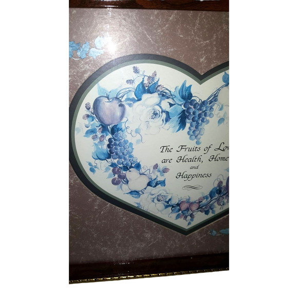 Vintage Retired Homco Home Interior The Fruits of Love 13”x 16” Framed Picture - Picture 2 of 8